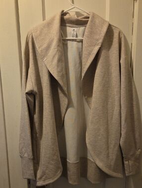 Light Beige Open Front Draped Cardigan